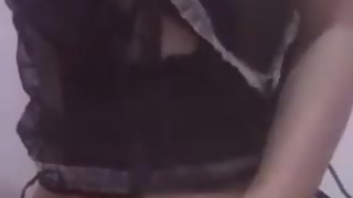 Sexy asian teen in lingerie teasing hairy pussy for daddy