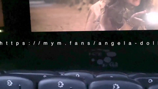 Angela Doll - I suck a guy in the cinema and ask him to fuck me in the WC