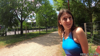 A French Jogger in need of cock cheats on her boyfriend with 2 strangers she met in the street