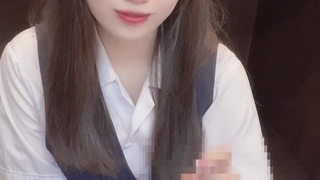 【English sub】Secretary gives handjob from under the desk