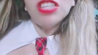 Vore Debora schoolgirl shrinks you with her kisses - Spanish