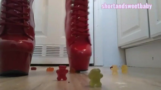 Giantess Foot Crush Gummy Bears In Heels (custom video teaser)