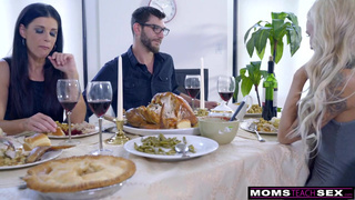 Mom Fucks Step Son & Eats Teen Creampie For Thanksgiving Treat