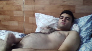 haired furry bear boy playing with his belly, with you inside.