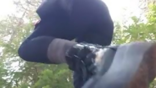 Goth Cyberpunk Giantess Crushes you in the forest at a music festival,