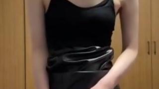 Beautiful Japanese woman masturbates in skimpy clothes