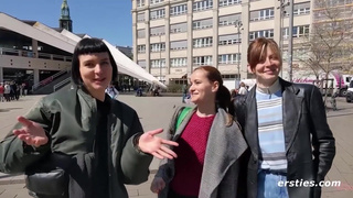 Three Hot Models Walk Around Berlin Before Having Lesbian Sex