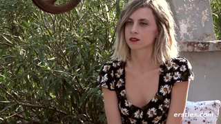 Petite Cintia Strokes Her Clit Outdoors