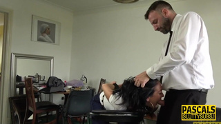 Spidergagged and bound submissive throated