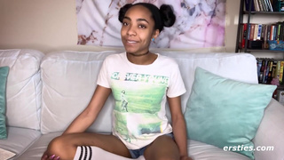 Sweet, Petite Gal is doing a Self-Bondage and Masturbating