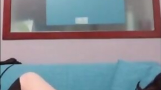 sexy and horny asian ladyboy masturbating her cock till she cums a rain of semen