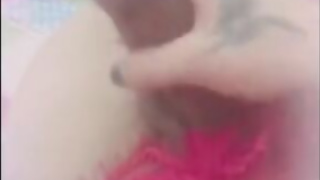 super cute ladyboy playing with her hard dick till she cums a lot