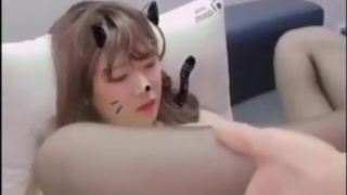 hellokitty Ladyboy and 2 guys getting fucked in the ass like a whore