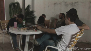 Tattooed angel impaled by a large cock