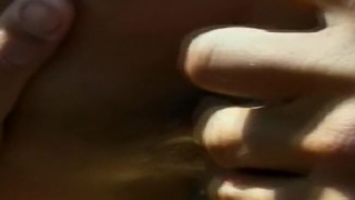 Redhead babe gets DP from two guys outside before they have intense anal sex