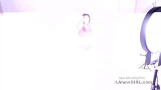 New brunette shows producer blowjob giving skills