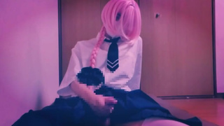 A transvestite masturbates with a dildo and a helmet and puts out a lot of dark sex ///