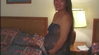 Horny pregnant asian babe fucks and sucks 2