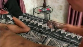 Two girl hitting his huge cock