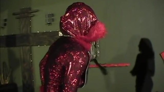 Blonde slave suck and fuck two strap ons