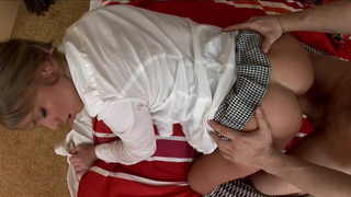 Sexy and young college girl gets her little pussy drilled on the bed