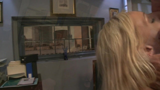 Blonde secretary bangs a well hung man in her office