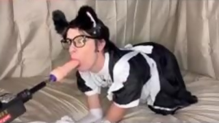 Anal Beads Blowjob training and Fuck Machine Orgasm