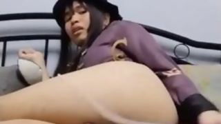 femboy hutao playing with beast dildo