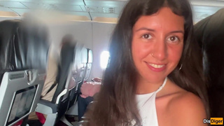 Risky public blowjob on a plane - we got caught!