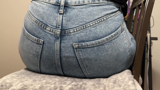 Sitting on you in my work jeans!