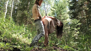 TIED UP AND FUCKED IN THE WOODS * loud screams!