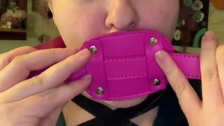 takes 4" dildo gag training teaser