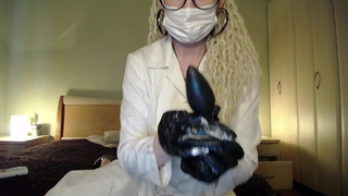 Medical RP on dildo: balls tied up, butt plug in the ass and sounding (custom)