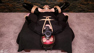Playing with Magic Rope: Tied-up Latex Slut in a Gas Mask Made to Squirt & Have Multiple Orgasms