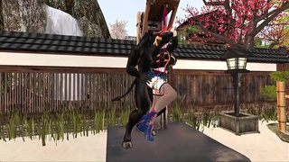 Cryptofantasy gets fucked by a huge cock in a shibari house