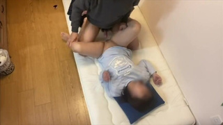 Perverted couple having sex on a balcony