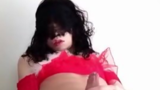 Masturbating with Christmas costume