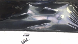 Self bondage orgasm in vacbed. Boy plays with electro chastity and magic wand in vacbed when starts