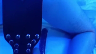 Fetish Femdom spanking her sub with anal hook and restraints