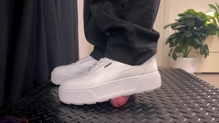 Shuffle Girl Cock Crush in White Platform Sneakers - Shoejob, Trampling, Sneakers, White Puma