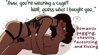 Anniversary Double Surprise Pegging, Chastity, and Facesitting