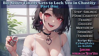 Big Step-Sister Finally Gets to Lock You in Chastity
