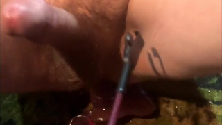 Sissy took off cage now that cock gets WHIPPED!