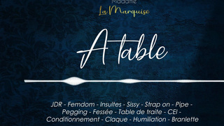 Bonne petite sissy salope en cage finit à la table de traite [French Audio-only porn]