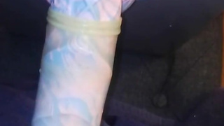 Sasha Pru Solo Huge Dildo Chastity w/ Grey Nylon