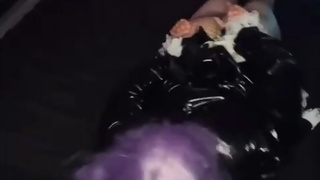 Muzzle gagged sissy struggles in bondage