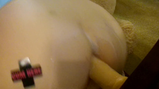 Creamy Sloppy Solo Anal For CD Sex Slave in Chastity