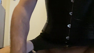 Sissy squirts in chastity cage