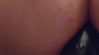 Sissy Slut rides 18 inch horse cock to the base, self bondage