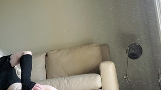 Sissy Allison plays with tight asshole while locked in chasity